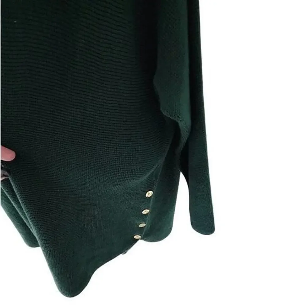 Michael Kors Women Dark Emerald Ribbed Knit Button Side Tunic Sweater 3X NEW